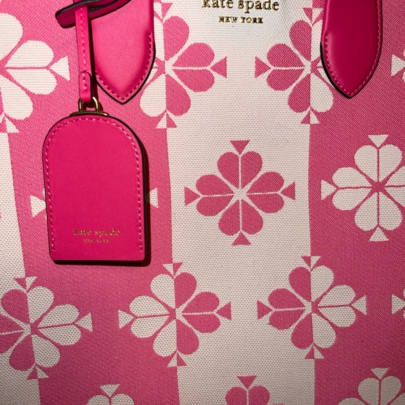 Kate Spade XL flower jacquard pink canvas tote - Picture 3 of 12